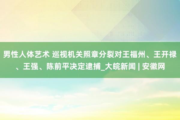 男性人体艺术 巡视机关照章分裂对王福州、王开禄、王强、陈前平决定逮捕_大皖新闻 | 安徽网