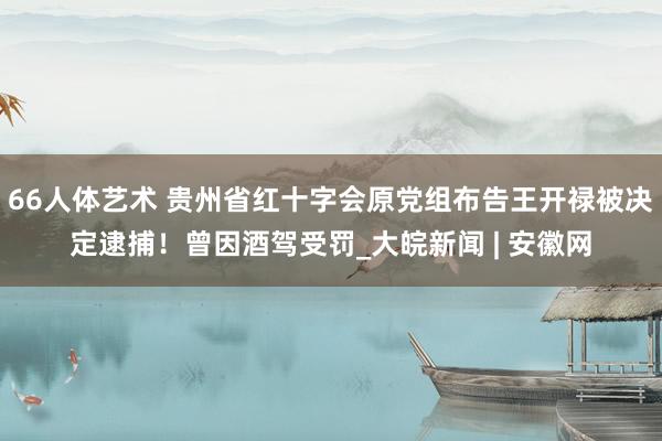 66人体艺术 贵州省红十字会原党组布告王开禄被决定逮捕！曾因酒驾受罚_大皖新闻 | 安徽网