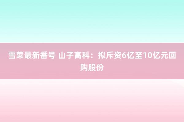 雪菜最新番号 山子高科：拟斥资6亿至10亿元回购股份