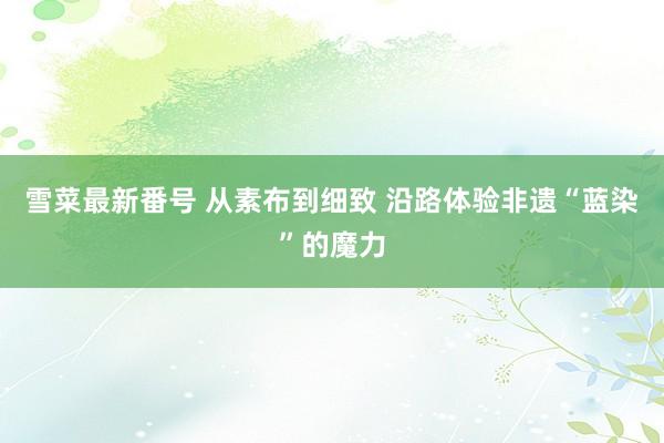 雪菜最新番号 从素布到细致 沿路体验非遗“蓝染”的魔力